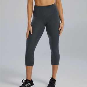 TYR 3/4 length dark heather grey high waisted yoga pants